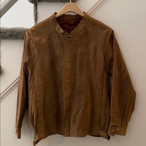 Real Brown Suede Bomber Jacket